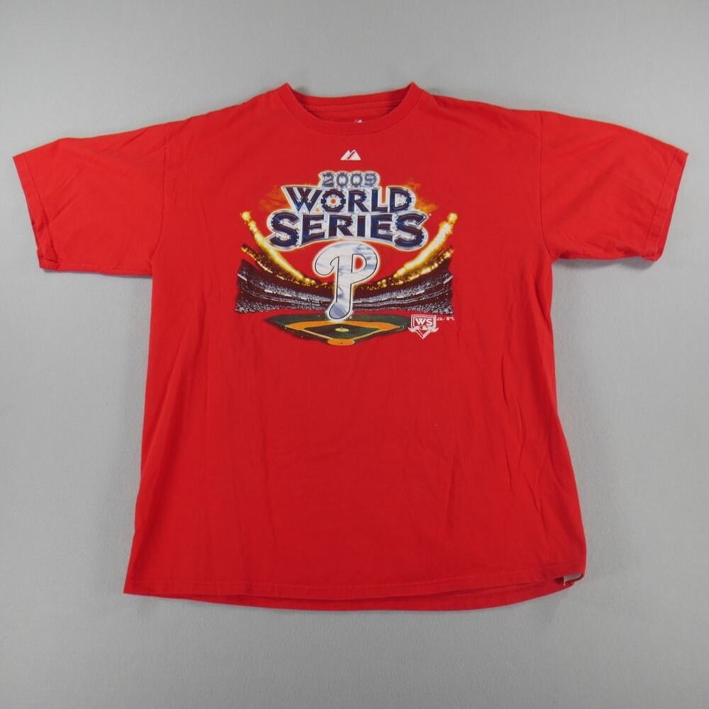 Vintage 2000s MLB Philadelphia Phillies World Series Graphic Tee Men Size XL Red